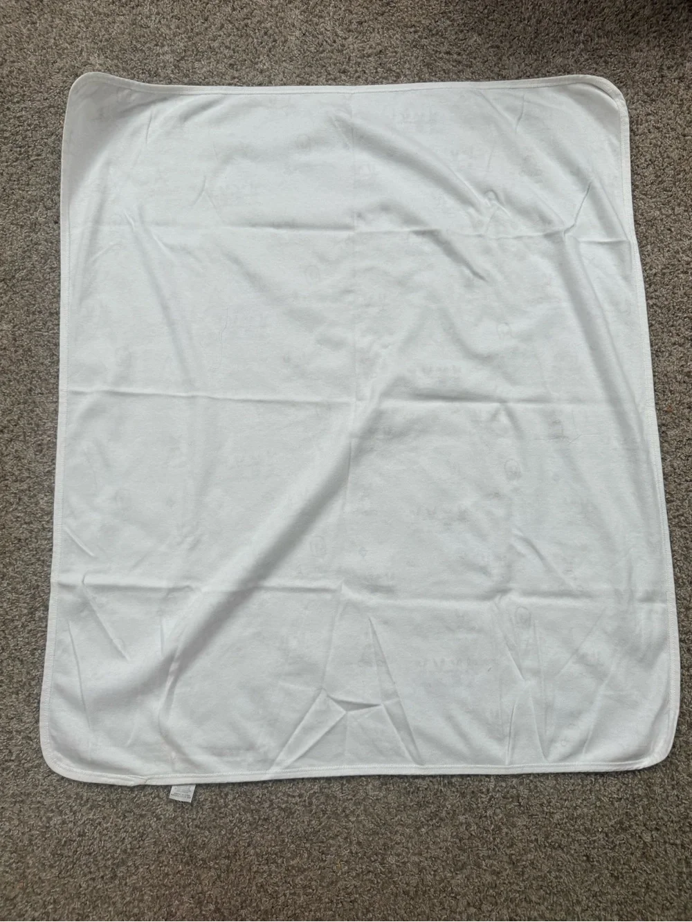 Vintage Carter's White Baby Blanket with Bunny and Pastel Prints